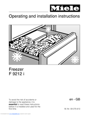 Miele F 9212 I Operating And Installation Instructions