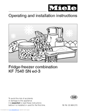 Miele KF 7540 SN Operating And Installation Instructions