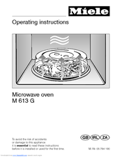 Miele M 613 G Operating Instructions Manual