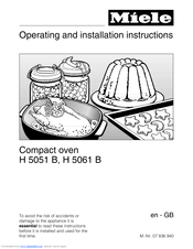 Miele H 5051 B Operating And Installation Instructions