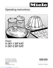 Miele H 387-1 BP KAT Operating Instructions Manual