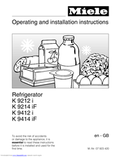 Miele K 9412 I Operating And Installation Instructions