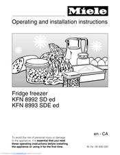 Miele KFN 8992 SD ED Operating And Installation Instructions