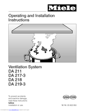 Miele DA 219-3 Operating And Installation Instructions