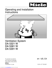 Miele DA 5381 W Operating and Operating And Installation Instructions