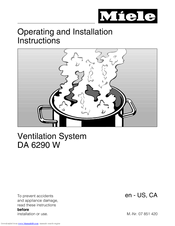 Miele VENTILATION SYSTEM DA 6290 W Operating And Installation Instructions