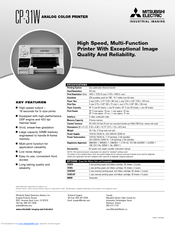 Mitsubishi Electric CP-31W Specification Sheet