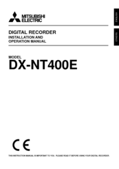 Mitsubishi Electric DX-NT400E Installation And Operation Manual