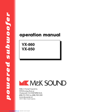MK Sound VX-860 Operation Manual