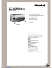 Moffat Waldorf SN8200G Technical Data Sheet