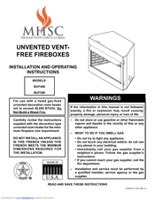 MHSC BUF400 Installation And Operating Instructions Manual