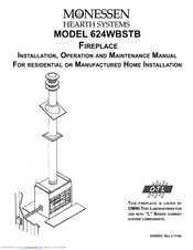 Monessen Hearth 624WBSTB Installation, Operation And Maintenance Manual
