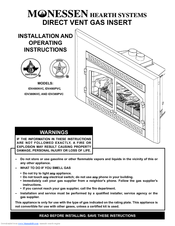 Monessen Hearth Direct Vent Gas Insert IDV380NVC Installation And Operating Instructions Manual