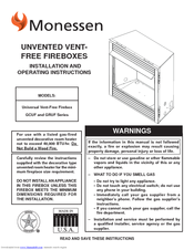 Monessen Hearth GCUF Series Installation And Operating Instructions Manual