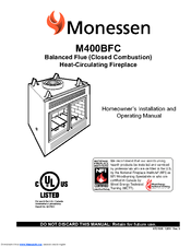Monessen Hearth M400BFC Homeowner's Installation And Operating Manual