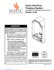 MHSC PARLOR VENT-FREE PL20 Installation And Operating Instructions Manual