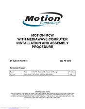 Motion Computing 002-15-0010 Installation And Assembly Manual