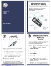 Motorola H780 - Headset - Over-the-ear Quick Start Manual