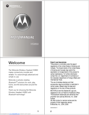 Motorola MOT5OMANUAL HS850 User Manual