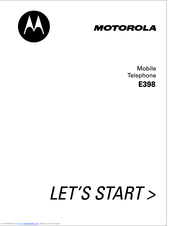 Motorola E398 series Owner's Manual