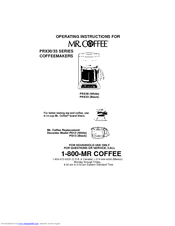 Mr. Coffee PRX33 Operating Instructions Manual