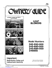 MTD 245-694-000 Owner's Manual
