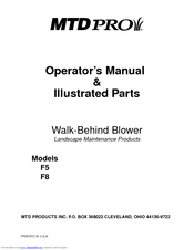 MTD Pro F5, F8 Operator's & Parts Manual