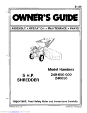 MTD 240650 Owner's Manual
