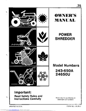 MTD 243-650A Owner's Manual
