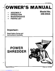 Mtd 248-650A Owner's Manual