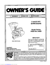 MTD Shredder 642D thru 648D Owner's Manual