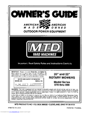 MTD 070 Thru 088 Owner's Manual