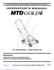 MTD Gold 100 Series Operator's Manual