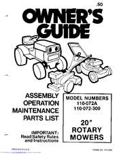 MTD 110-072A Owner's Manual