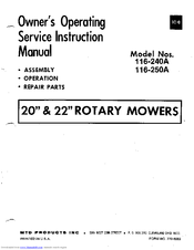 MTD 116-240A Owner's Operating Service Instruction Manual