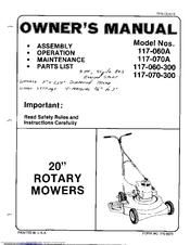 MTD 117-060A Owner's Manual
