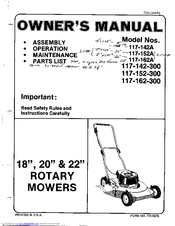MTD 117-162A Owner's Manual