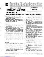 MTD 1222-940 Operating/Service Instructions Manual