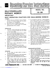 MTD 123-280 Operating/Service Instructions Manual