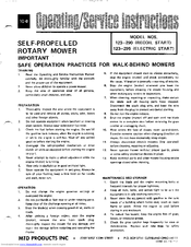 MTD 123-290 Operating/Service Instructions Manual
