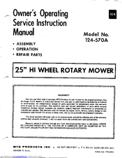 MTD 124-570A Owner's Operating Service Instruction Manual
