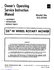 MTD 125-570A Owner's Operating Service Instruction Manual