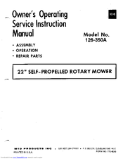 MTD 126-350A Owner's Operating Service Instruction Manual