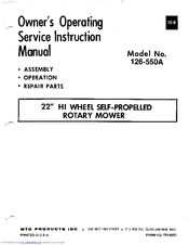 MTD 126-550A Owner's Operating Service Instruction Manual