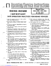 MTD 133-435 Operating/Service Instructions Manual