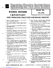 MTD 133-495 Operating/Service Instructions Manual