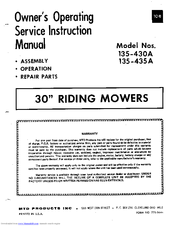 MTD 135-435A Owner's Operating Service Instruction Manual