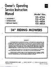 MTD 135-475A Owner's Operating Service Instruction Manual