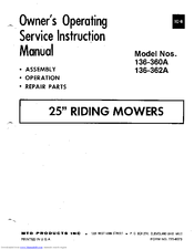 MTD 136-362A Owner's Operating Service Instruction Manual