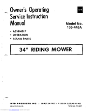 MTD 136-445A Owner's Operating Service Instruction Manual